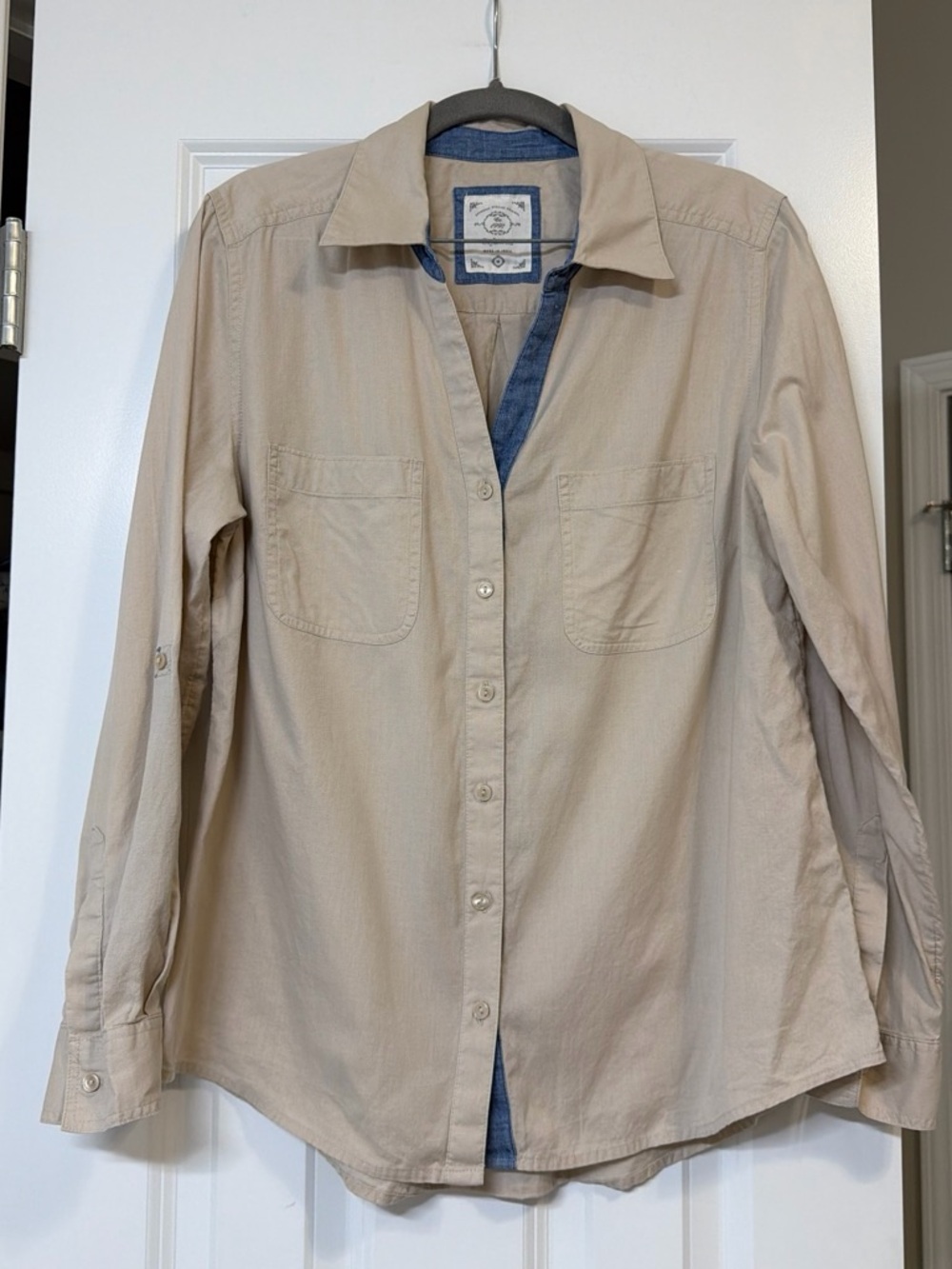 Style & Co. Beige 100% Cotton Button-Down Shirt